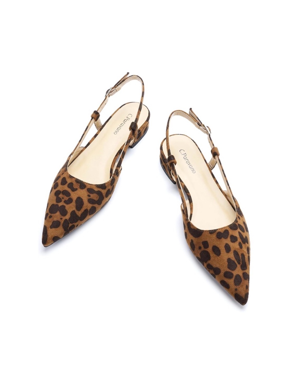 C.Paravano Women Pointed Toe Slingback Flats Dressy Closed Sandal Shoes